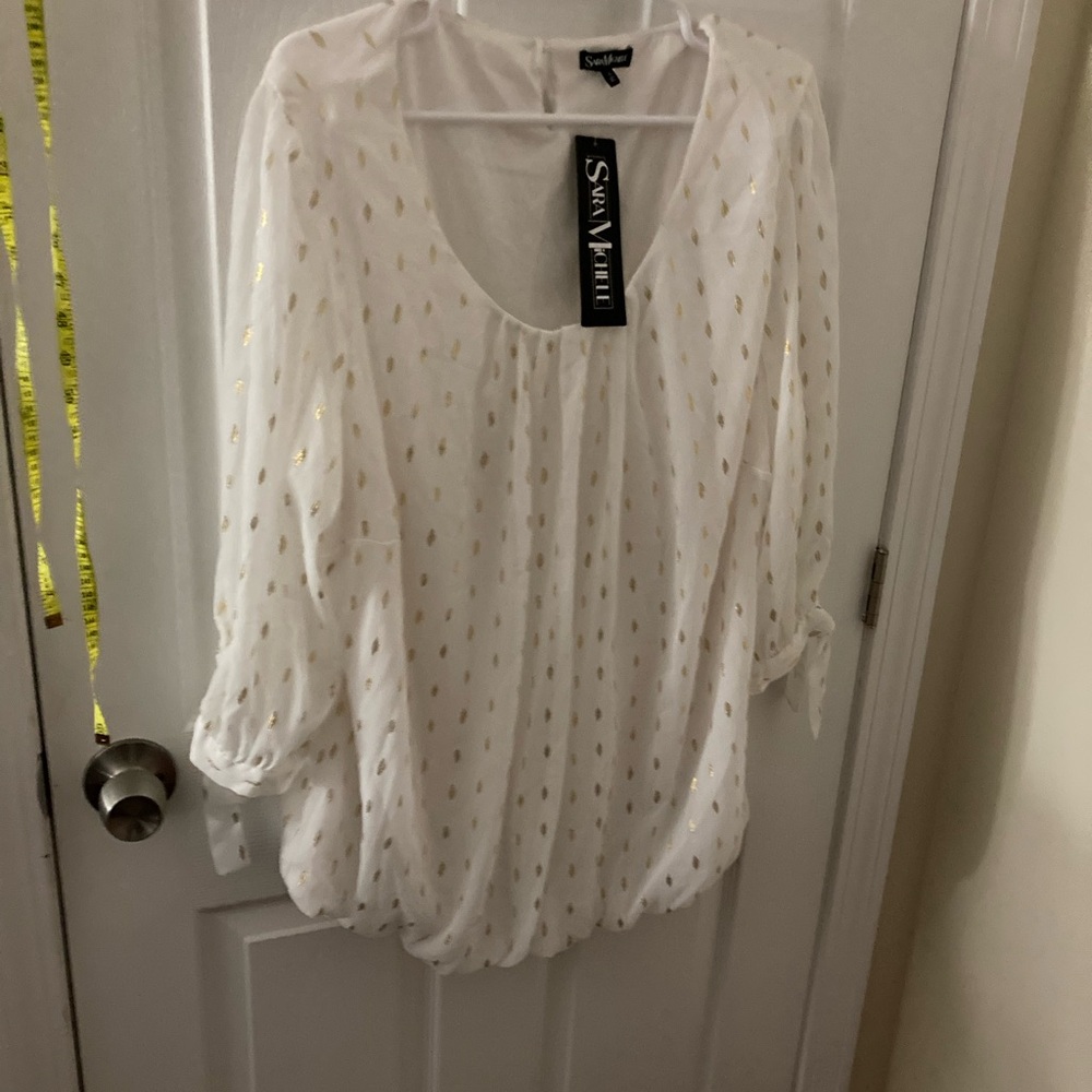 Sara Michelle Cream Blouse 3X